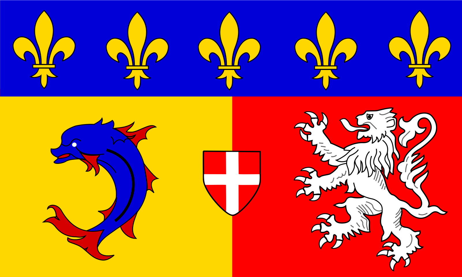 Vlajka Rhône-Alpes | vlajka, prapor, symbol, vlaječka, obrázek | Regiony Francie |  1600x962 px